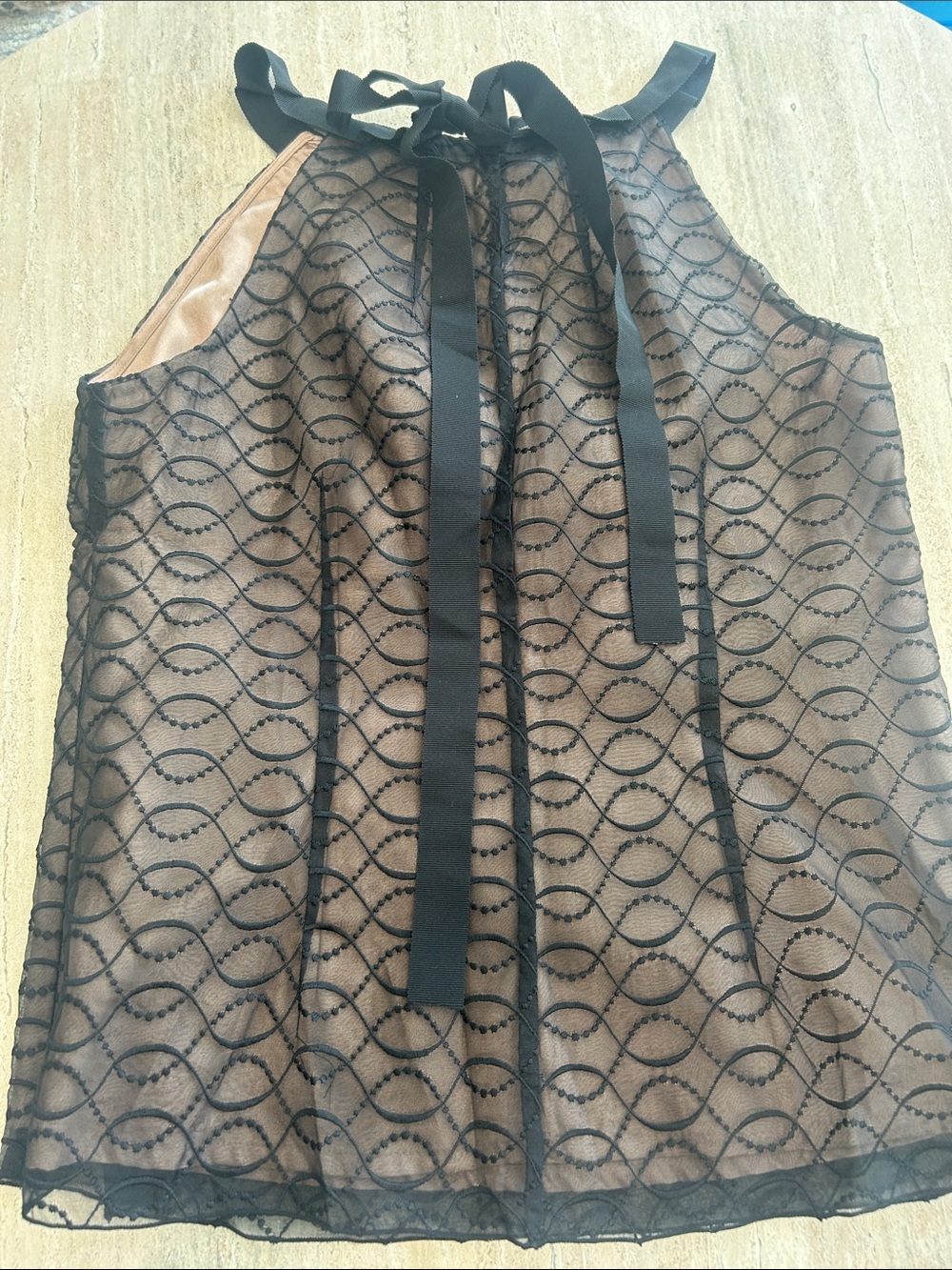 Kenar Black Lace Overlay Brown Halter Camisole - Picture 3 of 3